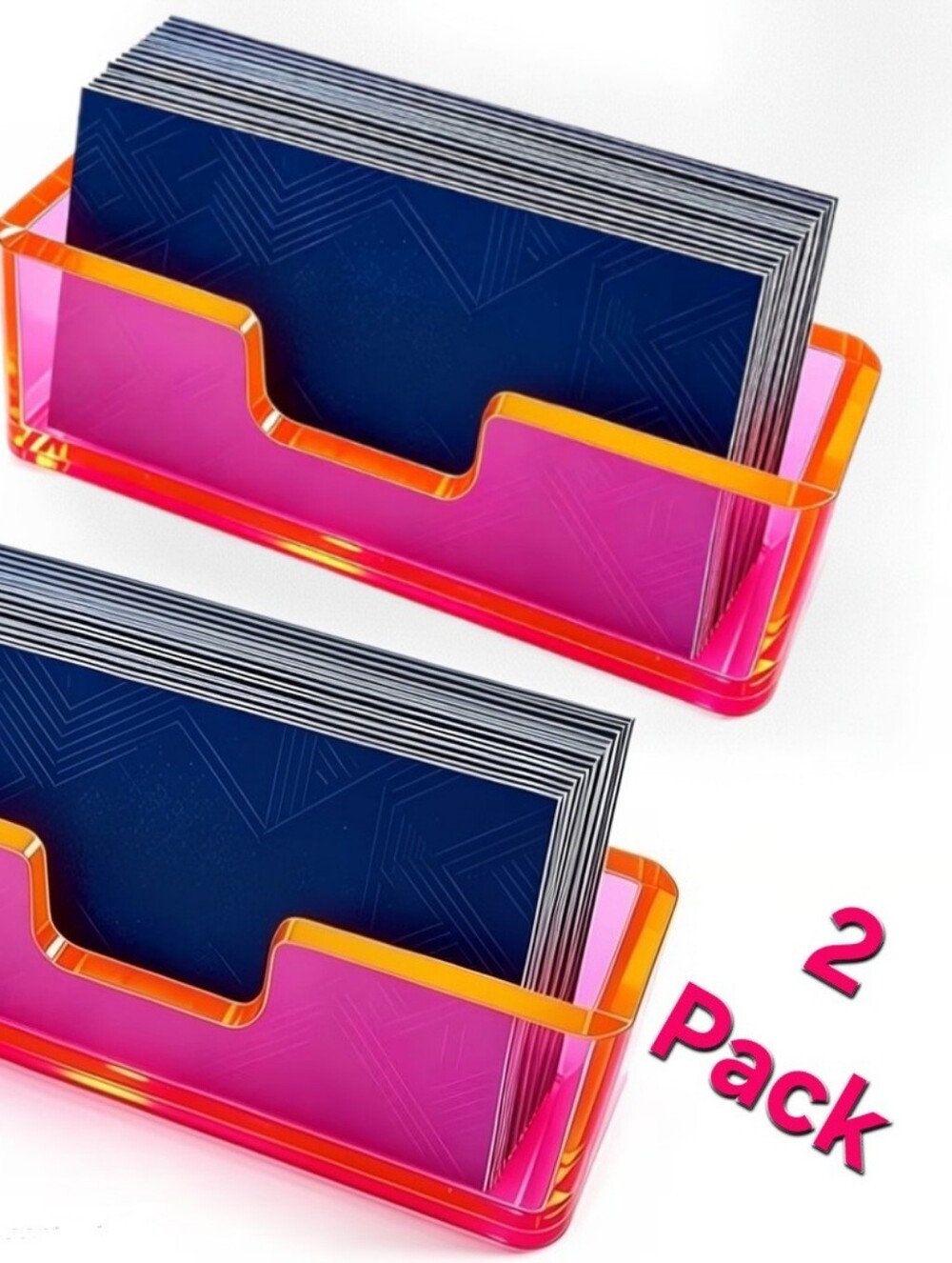 Cute Acrylic Business Card Holder/Display/Stand, Pack of 2, Neon Pink - NEW